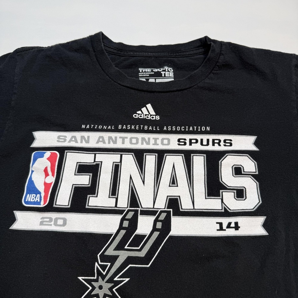 San Antonio Spurs Shirt Mens Medium Black 2014 NBA Finals Basketball Adidas - Picture 3 of 6